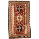 KUHFELL online & NOMAD Orientteppich Feiner persischer Vitage Kelim Fars Läufer 300 x 160 cm 100% Wolle Rot, Unikat, handgewebt, pflanzliche Farben