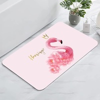 Violetpos 40 x 60 cm Super Absorbierende Bodenmatte,Schmutzabweisend Bodenmatte Für Bad,Duschmatte rutschfest,rutschfeste Mikrofaser Badematten Happy Flamingo Pink