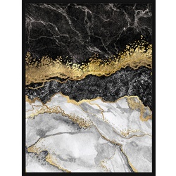 ANY IMAGE Digitaldruck »Marmor und Gold«, Rahmen: Buchenholz, Schwarz