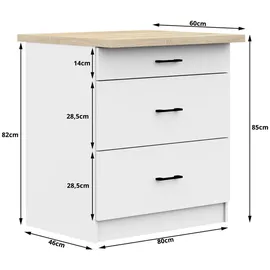 Akord Unterschrank OLIWIA 80 x 46 x 85 cm Weiß