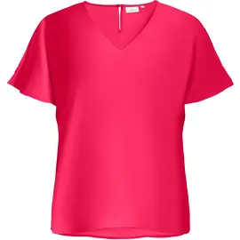 ONLY CARMAKOMA Shirtbluse CARMETTA LIFE V-NECK SS TOP WVN NOOS rot S (42)