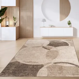 Paco Home Teppich Wohnzimmer Kurzflor Vintage Geometrische Moderne Muster Braun Beige, Grösse:60x100 cm, Farbe:Braun 4