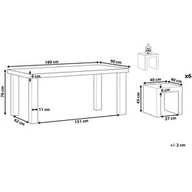 Beliani Gartentisch Set Beton Grau 6-Sitzer TARANTO