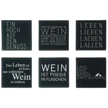 r√§der design 6er-Set Untersetzer aus Glas mit Spruch von räder design Wein Untersetzer