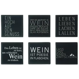 r√§der design 6er-Set Untersetzer aus Glas mit Spruch von räder design Wein Untersetzer