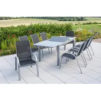 Merxx Amalfi Set 9-tlg. Tisch 220 x 90 cm schwarz