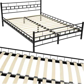 Tectake Bettgestell 140 x 200 cm schwarz