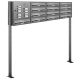 AL Briefkastensysteme Briefkasten »Premium«, (BxH): 161.2 x 150cm, Anzahl Schlitze: 13, stehend - silberfarben