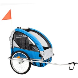 vidaXL Fahrradlastenanhänger 2-in-1 Fahrradanhänger und Kinderwagen Blau und Grau blau|grau vidaXL