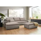 Home Affaire Ecksofa »Win, L-Form, Breite 285cm«, optional mit Schlaffunktion und Bettkasten, taupe, Cord grau