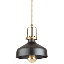 Ideal Lux Pendelleuchte ERIS-2, E27, Metall / Satingold-Details / Stoffkabel, Schwarz IDEA-249063