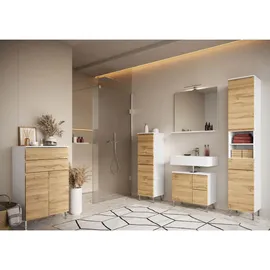 KADIMA DESIGN Waschbeckenunterschrank 60 x 56 cm Weiß und Eiche Grandson
