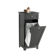 SoBuy Wäscheschrank Grau, Holzwerkstoff, 40x90x38 cm, Badezimmer, Badezimmerschränke, Midischränke