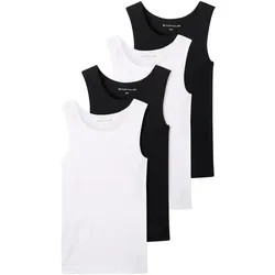 TOM TAILOR Herren Tanktops mit Rippstruktur aus Baumwolle im 4er-Pack, weiß, Uni, Gr. 4