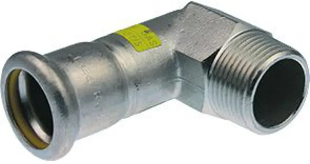 Logafix Edelstahl Gas Übergangswinkel 90° i/a 28xR1 M-Presskontur