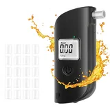 Alkoholtester Promillemessgerät Alkoholtester Polizeigenau Alcohol Tester mit Digitaler LCD-Anzeige und 20 Mundstücken Professioneller Alkoholmessgerät für Privaten Professionellen Gebrauch zu Hause