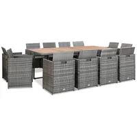 vidaXL 13-tlg Garten-Essgruppe mit Kissen Poly Rattan Anthrazit