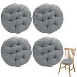 4er Set Stuhlkissen Rund, 40x40x3cm Runden Sitzkissen, Bodenkissen Rund, Stuhlauflage für Indoor und Outdoor, Ideal für Bürostühle, Gartenstühle, im Esszimmer, Wohnzimmer und Arbeitszi (Dunkelgrau)
