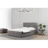Fun Möbel Boxspringbett Schlafzimmerbett JOLIE 180x200cm in Stoff Soro Grau - Grau