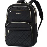 EMPSIGN Damen Rucksack, 15,6 Zoll Laptop Schultasche mit USB-Anschluss, Reiserucksack Wasserdichter Rucksack Damen Elegant Arbeitstasche Rucksack für Uni Reise Arbeit, Schwarz