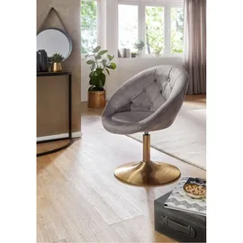 Wohnling Loungesessel HUARAL Samt 70 x 75 x 70 cm Grau/Gold mit Rollen