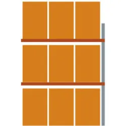 Meta Palettenregal Anbaumodul Multipal 4400 x 2785 x 1100 mm bis 800 Kg + Palette verzinkt / rotorange 3 Ebenen
