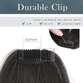 luxuskollektion Echthaar Clip in Pony Mittelbraun Haarverlängerung Fransen