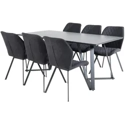 MarinaBLBL Essgruppe Esstisch schwarz und 6 Gemma Esszimmerstühle schwarz.