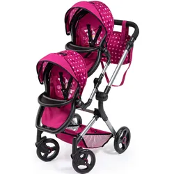 Puppen-Zwillingsbuggy BAYER "Twin Neo, bordeaux" Puppenwagen rot (bordeau) Kinder Puppenwagen -trage mit Wickeltasche