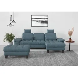 sit&more Ecksofa SIT & MORE "Westham L-Form", bunt (graublau), B:275cm H:88cm T:172cm, 100% Polyester, Sofas, Ecksofa, Recamiere, mit oder ohne Bettfunktion, Bettkasten, Füße wengefarben