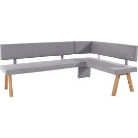 Home Affaire Eckbank HOME AFFAIRE "Rio", grau, B:190cm H:89cm T:140cm, Polyester, Sitzbänke, Eckbank, Massivholz in Eiche geölt, Esszimmerbank bequem gepolstert