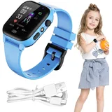 Kinder-Handyuhr, Kinder-Smartwatch mit GPS, 4G, Kamera, Taschenlampe, wiederaufladbare Telefonuhr für Kinder mit Recorder, sicheres und lustiges Kommunikationsgerät für Kinder