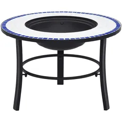 vidaXl Feuerstelle Mosaik Keramik Blau und Weiß 68 cm
