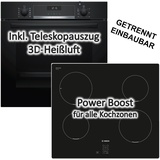 Bosch - Herdset Backofen Teleskopauszug EcoClean + Induktionskochfeld rahmenlos autark 60 cm