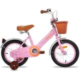 STITCH 16 Zoll Kinderfahrrad für 4 5 6 7 Jahre Mädchen, Kinderfahrrad mit Vorderkorb & Stützrädern für 4-7 Jahre Kinder,Rosa...