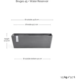 Ecopots Bruges 45 x 17 x 17 cm Grau