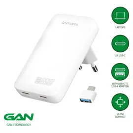 4smarts Netzladegerät FlatPlug Slim Dual 65W GaN 2C, weiß