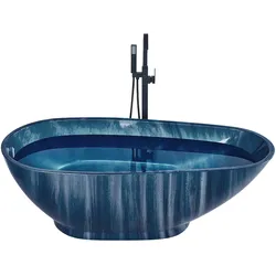 Badewanne freistehend marineblau Marmor Optik 170 x 80 cm RIOJA