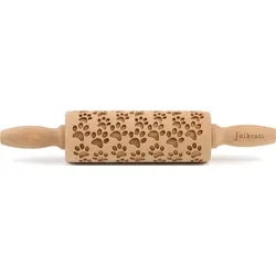 Teigroller FOLKROLL "3D-Motiv-Teigrolle", braun, L:23cm, Buchenholz, Teigroller, Hundepfote