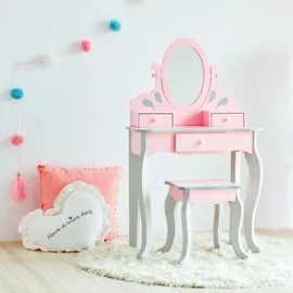 Teamson Kids Kinder-Schminktisch, Pink, Holzwerkstoff, Mode, Freiform, 63x99x32 cm, Babymöbel, Kinderkommoden