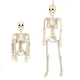 Halloween Skelett mit Beweglichen Gelenken, Realistische Halloween Skeleton Deko für Innen Garten Haus Patio Party Zubehör (90cm - 1 Stück)