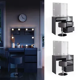 Vicco Schminktisch Sherry Anthrazit 90 cm mit LED Beleuchtung und Hocker