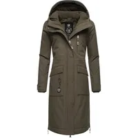 Ragwear Damen Langer Wintermantel Warmer wasserdichter Parka mit Schlüsselanhänger Refutura Remake Olive Gr. 3XL - 3XL