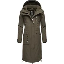 Ragwear Damen Langer Wintermantel Warmer wasserdichter Parka mit Schlüsselanhänger Refutura Remake Olive Gr. 3XL - 3XL