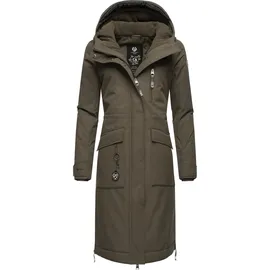 Ragwear Damen Langer Wintermantel Warmer wasserdichter Parka mit Schlüsselanhänger Refutura Remake Olive Gr. 3XL - 3XL
