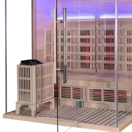 aea Zweifach-System Sauna: Infrarot & Trockendampfsauna mit Saunaofen
