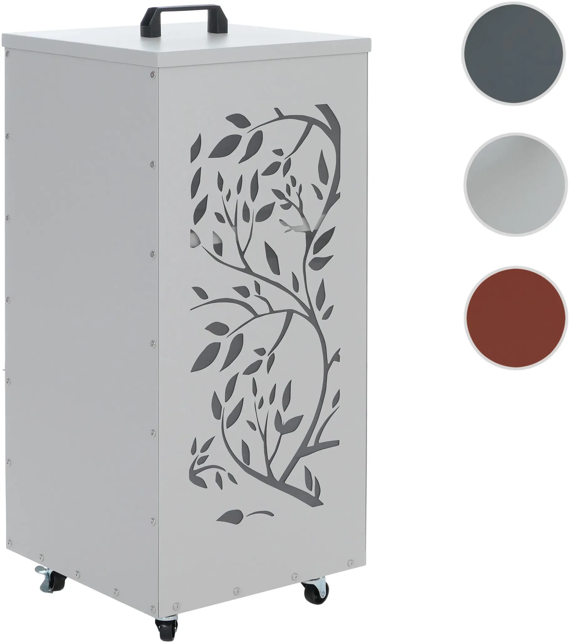 Pelletbehälter HWC-Q30 Ranken, Pelletbox Aufbewahrungsbox für z.B. Tierfutter, Rollen Füße 86x37x37cm ~ weiß-hellgrau