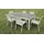 TEICO 7-tlg. Alu Gartenmöbel Set weiß ausziehbarer Tisch mit stapelbaren Stühlen - Weiß