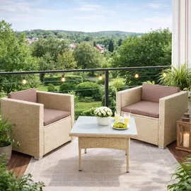 Estexo Polyrattan Lounge Set Gartenset beige