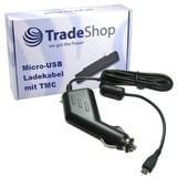 Premium Micro-USB 2A KFZ-Ladekabel 12V/24V mit TMC Antenne (1,1m Länge) für Tomtom Start 60 60m Europe Traffic Start 40 50 GO 40 50 60 500 5000 600 6000